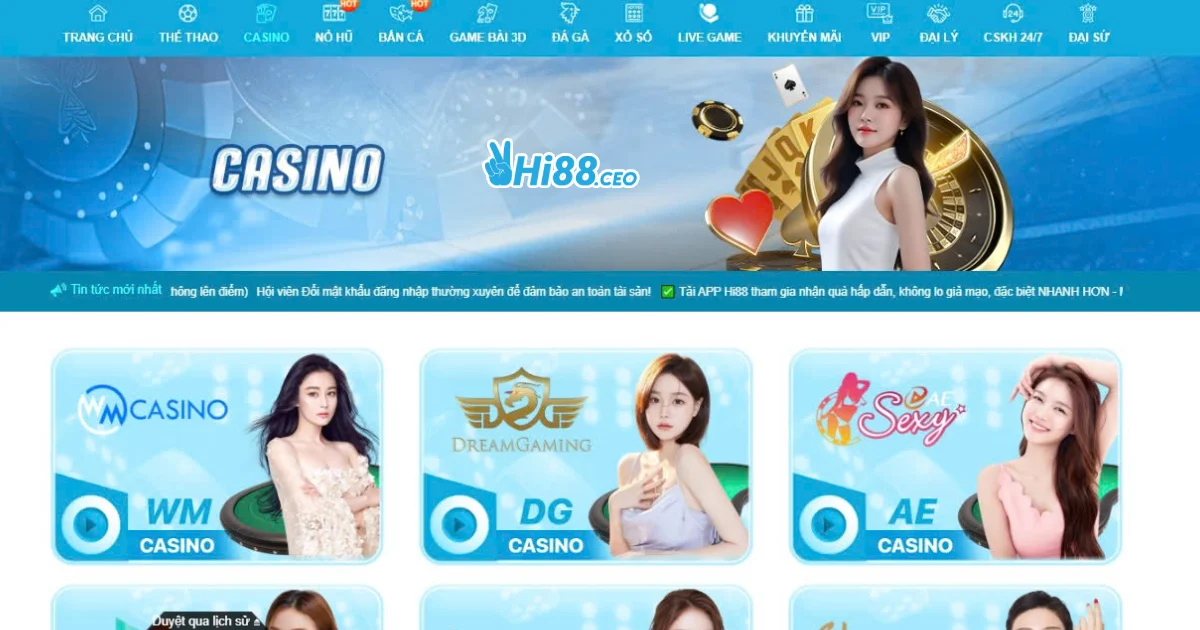Casino Hi88: Trải Nghiệm Cá Cược Cao Cấp Với Đa Dạng Trò Chơi